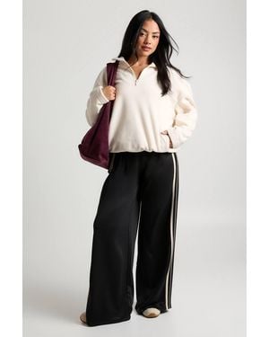 Boohoo Polar Fleece Half Zip Funnel Neck Sweatshirt - White