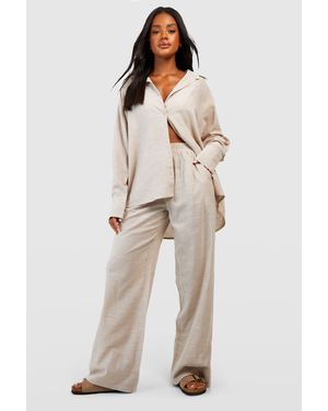 Boohoo Pantalón De Pijama De Algodón Con Raya Diplomática - Neutro