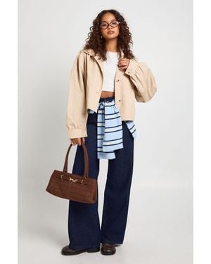 Boohoo Funnel Neck Sleeve Detail Boxy Short Trench - Neutro