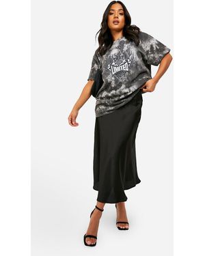 Boohoo Falda Petite Midaxi De Raso - Negro