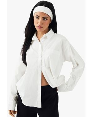 DSGN Studio Woven Label Oversized Pocket Detail Shirt - White
