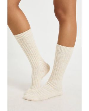 Boohoo Single Knitted Thick Ribbed Sock Cotton - Black