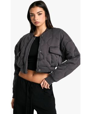 Boohoo Onion Quilt Bomber Jacket - Black