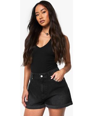 Boohoo Denim Mom Short - Black