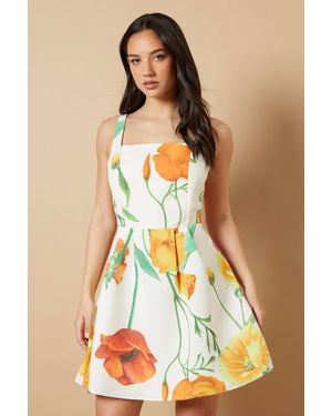 Oasis Floral Square Neck Mini Dress - Yellow