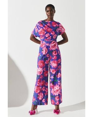 Coast Printed Pleat Off The Shoulder Jumpsuit - Multicolor