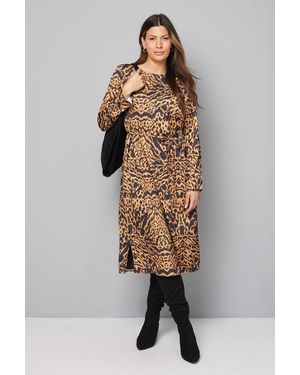 Wallis Animal Print Belted Column Dress - Natural