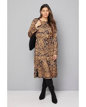 Wallis Animal Print Belted Column Dress - Natural