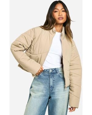 Boohoo Seam Detail Puffer Jacket - Blue