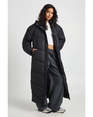 Boohoo Hooded Quilt Detail Maxi Puffer - Black