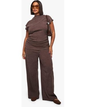 Boohoo Plus Textured Wide Leg Trouser