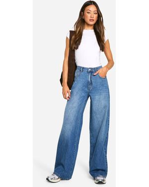 Boohoo The Tall High Rise Wide Leg Jean - Blue