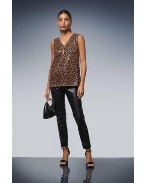 Wallis Leopard Sequin Cami - Blue