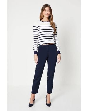 Wallis Stretch Cigarette Belted Pants - Blue