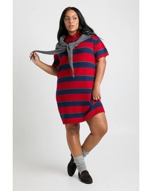 Boohoo Plus Stripe Collared Knit Dress