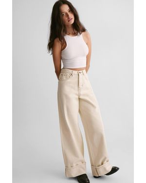 Nasty Gal The Denim Turn Up Jeans - Natural