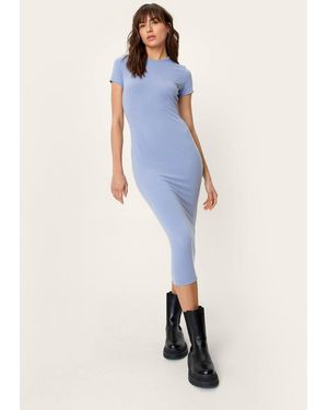 Nasty Gal Short Sleeve Midi Dress - Blue