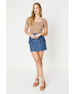 Oasis Denim Pocket Mini Skirt - Blue