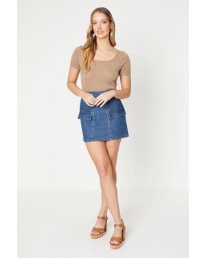 Oasis Denim Pocket Mini Skirt - Blue