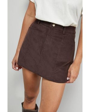 Warehouse Cord Micro Mini Skirt - Brown