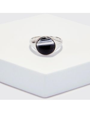 Boohoo Marbled Signet Ring - White