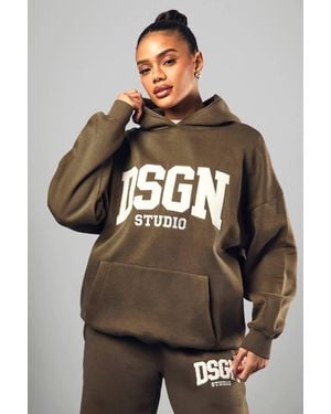 DSGN Studio Dsgn Studio Towelling Applique Oversized Hoodie - Gray