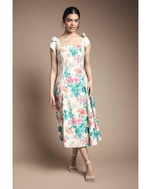 Oasis Bow Strap Midi Prom Dress - Natural