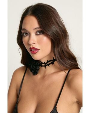 Boohoo Halloween Corsage Barbed Wire Choker - Black