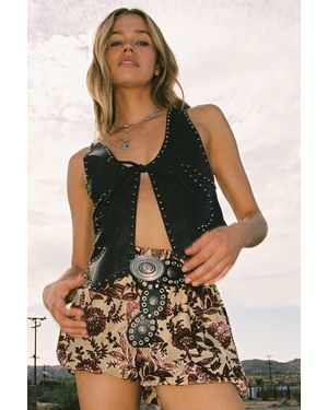 Nasty Gal (Az) Faux Leather Studded Tie Front Tank - Black