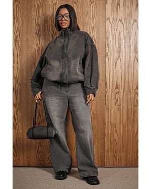 Boohoo Plus Washed Elasticated Waist Jean - Brown