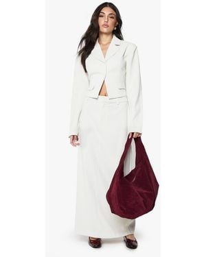 Boohoo Woven Tailored Maxi Skirt - White