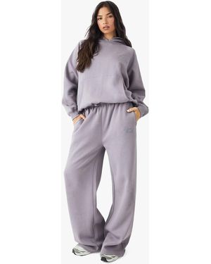 Boohoo Script Embroidered Straight Leg Jogger - Purple