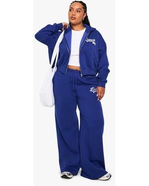 Boohoo Plus Detroit Wide Leg Sweatpants - Blue