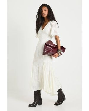 Boohoo Burnout Floral Angel Sleeve Midaxi Dress - White