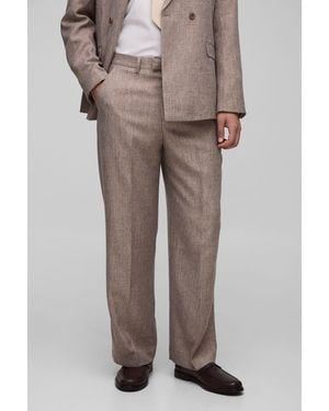 BoohooMAN Wide Fit Tailored Suit Pants - Brown