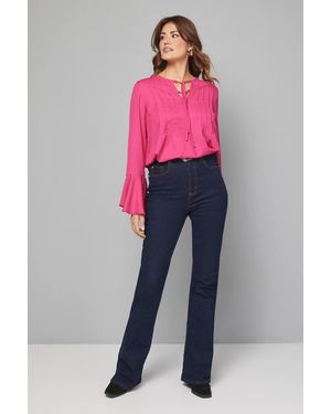 Wallis Pintuck Tie Detail Blouse - Pink