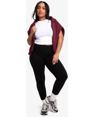 Boohoo Basics Plus High Waisted Deep Waistband Legging - Black