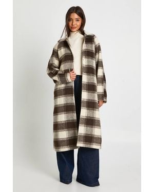 Boohoo Oversized Flannel Wool Look Coat - Natural