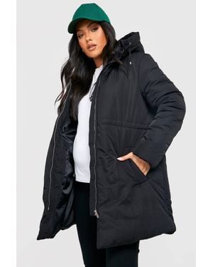 Boohoo Maternity Drawstring Padded Parka - Gray