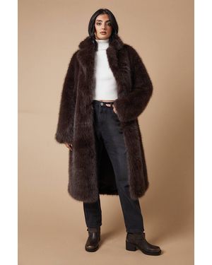 Oasis Faux Fur Midi Coat - Black