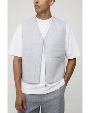 Boohoo Boxy Fit Melton Gilet - Blanco