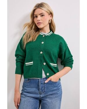 Dorothy Perkins Dark Knitted Bomber Jacket - Green