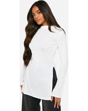 Boohoo Sheer Funnel Neck Maxi Top - White