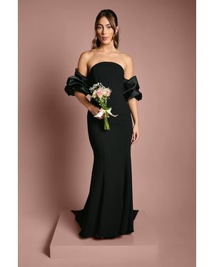 Coast Puff Sleeve Bardot Fishtail Maxi Dress - Black