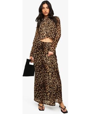 Boohoo Leopard Print Woven Maxi Skirt - Multicolor