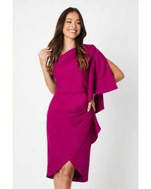 Coast Wrap Skirt Waterfall Ruffle Midi Wedding Guest Dress - Red