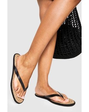 Boohoo Espadrille Detail Thongs - Black