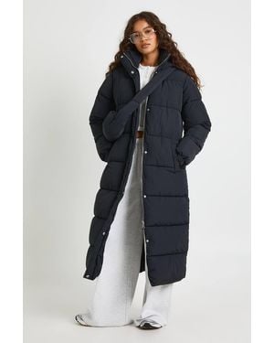 Boohoo Hooded Maxi Puffer With Bag - Black