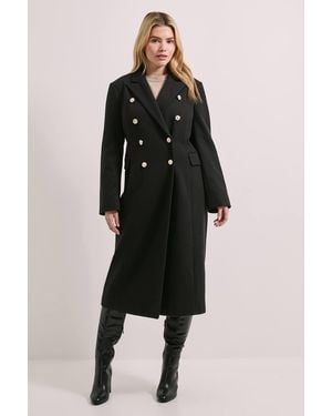 Dorothy Perkins Midi Length Fitted Military Coat - Black