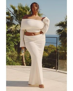 Boohoo Plus Crinkle Fold Over Maxi Skirt - Green